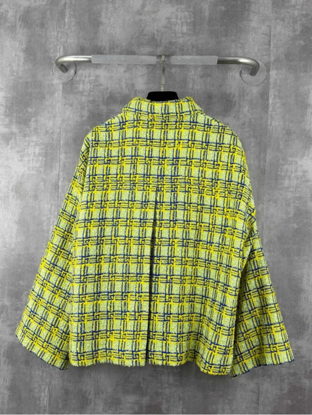 Authentic Gucci Yellow and Blue GG Plaid Bouclé Jacket - Picture 3 of 10